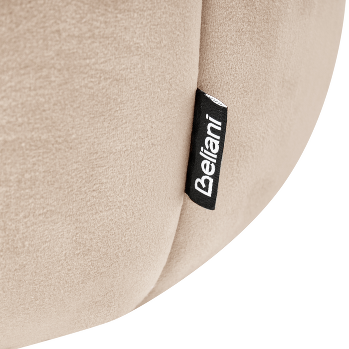 Pouf Beige Velluto Pouf Poggiapiedi Rotondo Glam