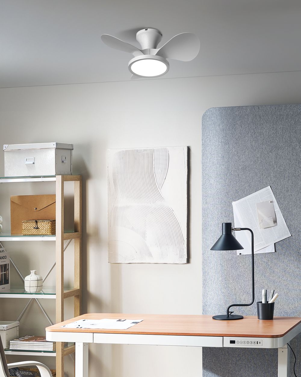 Ventilatore da soffitto con luce Materiale sintetico bianco Telecomando Moderno Soggiorno scandinavo