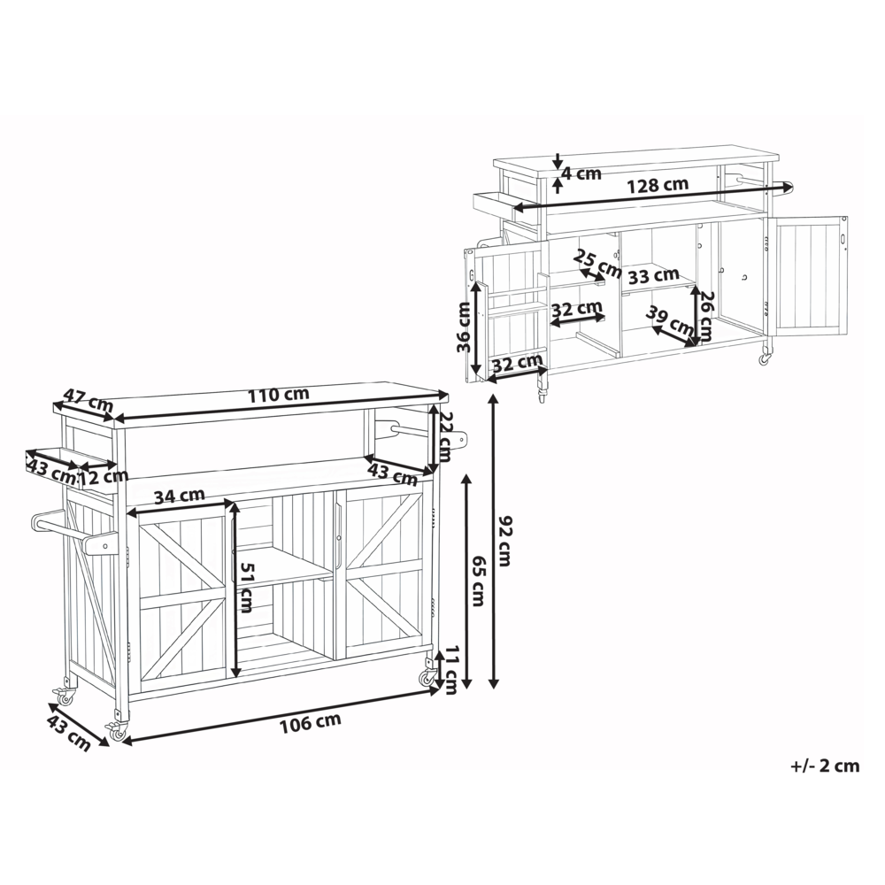 Cucina da esterno a isola in legno di abete marrone 2 ante, ripiani aperti, piano in acciaio 128 x 47 x 85 cm Cucina da giardino con ruote