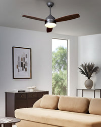 Ventilatore da soffitto con luce LED Marrone scuro Materiale sintetico Telecomando Timer