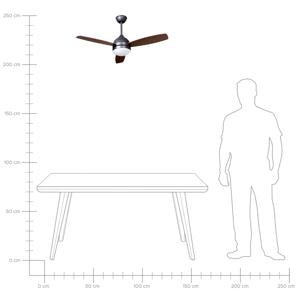 Ventilatore da soffitto con luce LED Marrone scuro Materiale sintetico Telecomando Timer