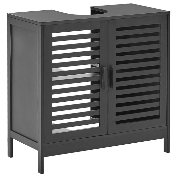 Armadietto per lavabo in bambù nero per la conservazione del bagno Minimalista