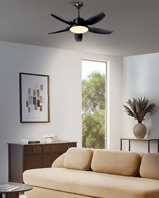 Ventilatore da soffitto con luce Materiale sintetico nero Telecomando Moderno Soggiorno scandinavo