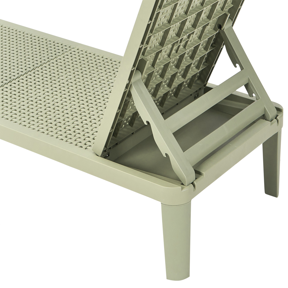 Sdraio da giardino verde chiaro Materiale sintetico Reclinabile Moderno Schienale regolabile Resistente alla ruggine Senza braccioli