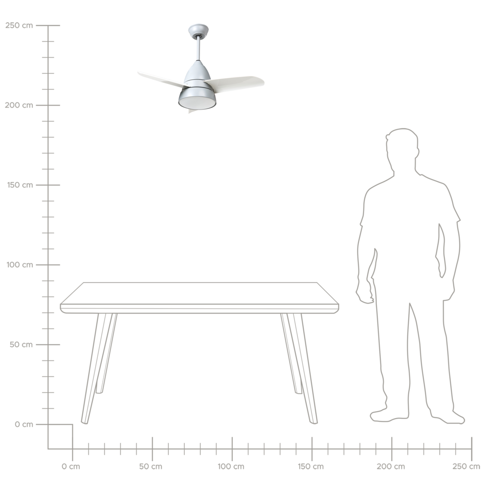 Ventilatore da soffitto con luce Grigio Sintetico Telecomando Moderno Scandinavo Soggiorno