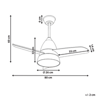 Ventilatore da soffitto con luce Grigio Sintetico Telecomando Moderno Scandinavo Soggiorno