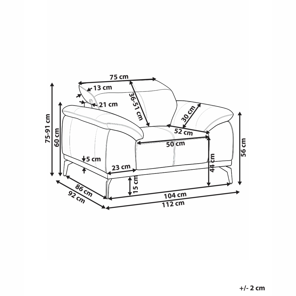 Poltrona in ecopelle con poggiatesta regolabile e gambe in metallo, colore nero stile moderno