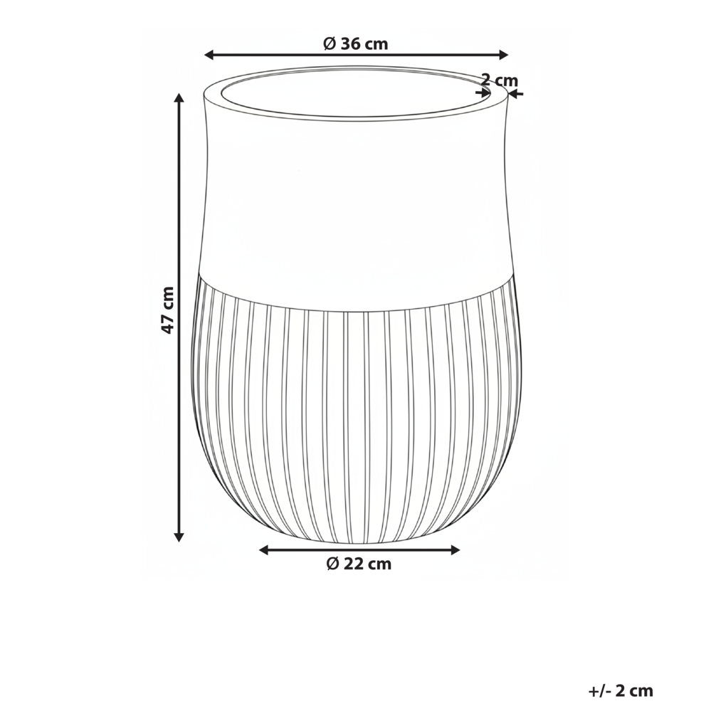 Fioriera beige in fibra di argilla verniciata per interni ed esterni rotonda 36 x 36 x 46 cm alta design moderno soggiorno giardino