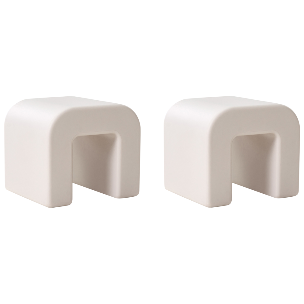 Set di 2 tavolini ausiliari in materiale sintetico grigio chiaro Sgabelli multifunzionali per soggiorno e patio Resistenti alla ruggine e all'acqua Moderni