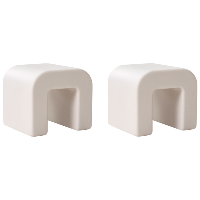 Set di 2 tavolini ausiliari in materiale sintetico grigio chiaro Sgabelli multifunzionali per soggiorno e patio Resistenti alla ruggine e all'acqua Moderni