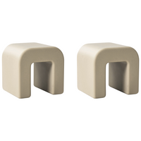 Set di 2 tavolini laterali beige sabbia Sgabelli in materiale sintetico Multifunzionali Soggiorno Patio Resistenti alla ruggine e all\'acqua