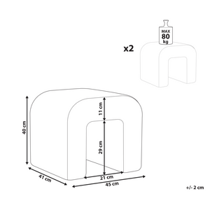 Set di 2 tavolini laterali beige sabbia Sgabelli in materiale sintetico Multifunzionali Soggiorno Patio Resistenti alla ruggine e all\'acqua
