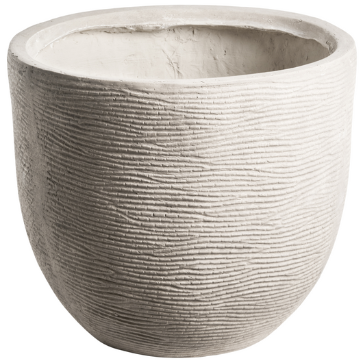 Fioriera grigio chiaro in fibra di argilla verniciata per interni ed esterni rotonda 47 x 47 x 40 cm alta design moderno soggiorno giardino