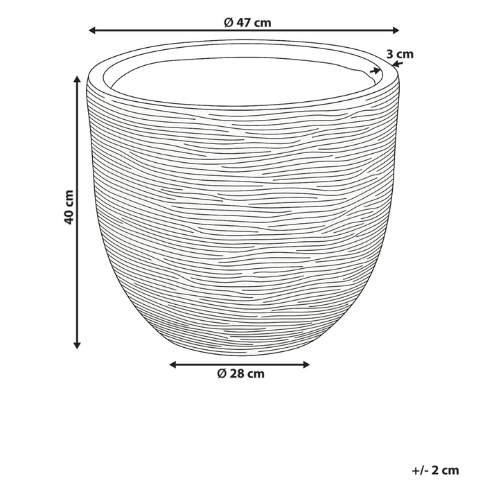 Vaso da fiori per esterni e interni Fioriera rotonda in fibra di argilla 47 x 47 x 40 cm Alta Verniciata beige Lixouri