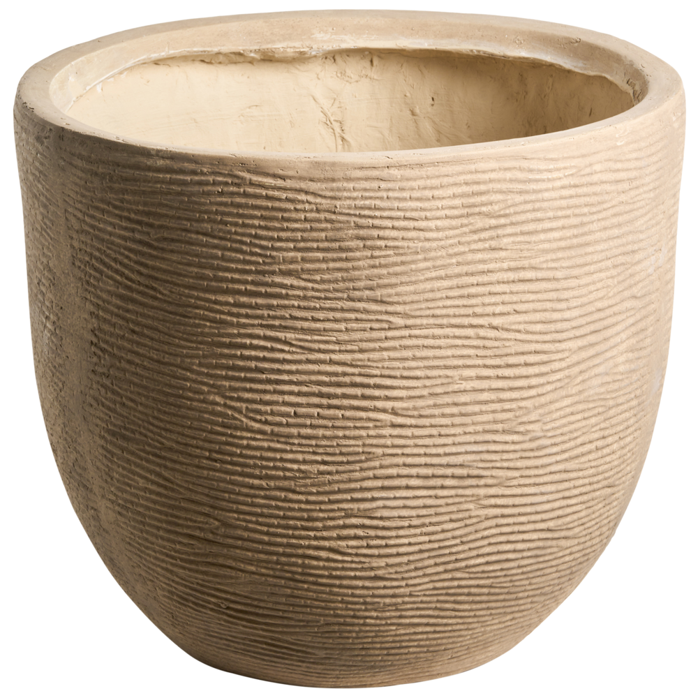 Vaso da fiori per esterni e interni Fioriera rotonda in fibra di argilla 47 x 47 x 40 cm Alta Verniciata beige Lixouri