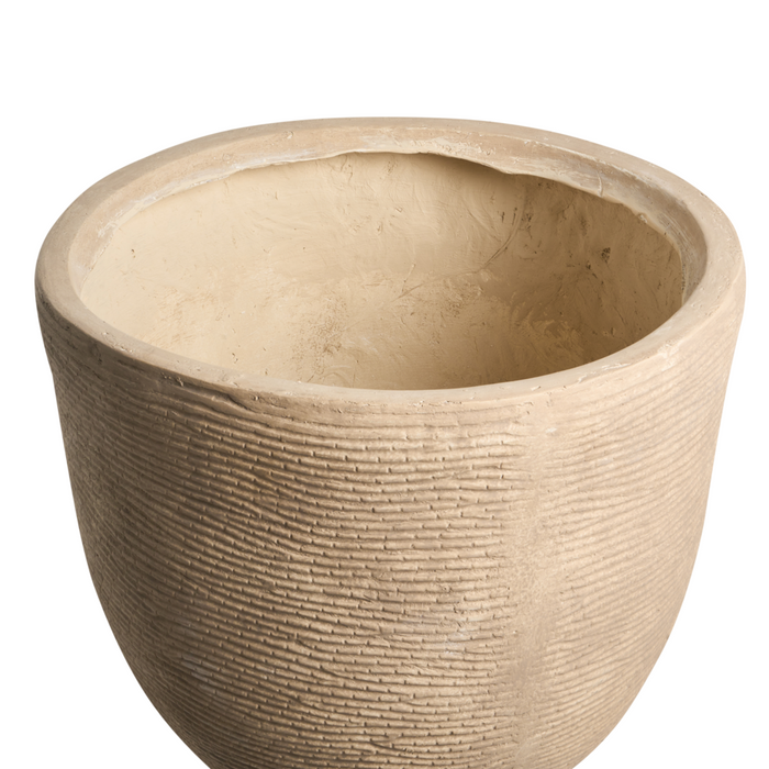 Vaso da fiori per esterni e interni Fioriera rotonda in fibra di argilla 47 x 47 x 40 cm Alta Verniciata beige Lixouri