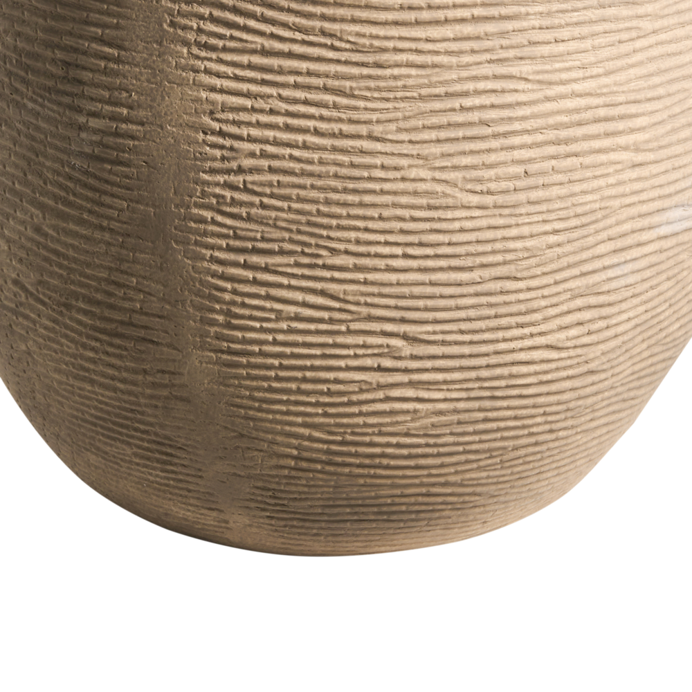 Vaso da fiori per esterni e interni Fioriera rotonda in fibra di argilla 47 x 47 x 40 cm Alta Verniciata beige Lixouri