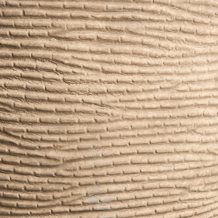 Vaso da fiori per esterni e interni Fioriera rotonda in fibra di argilla 47 x 47 x 40 cm Alta Verniciata beige Lixouri