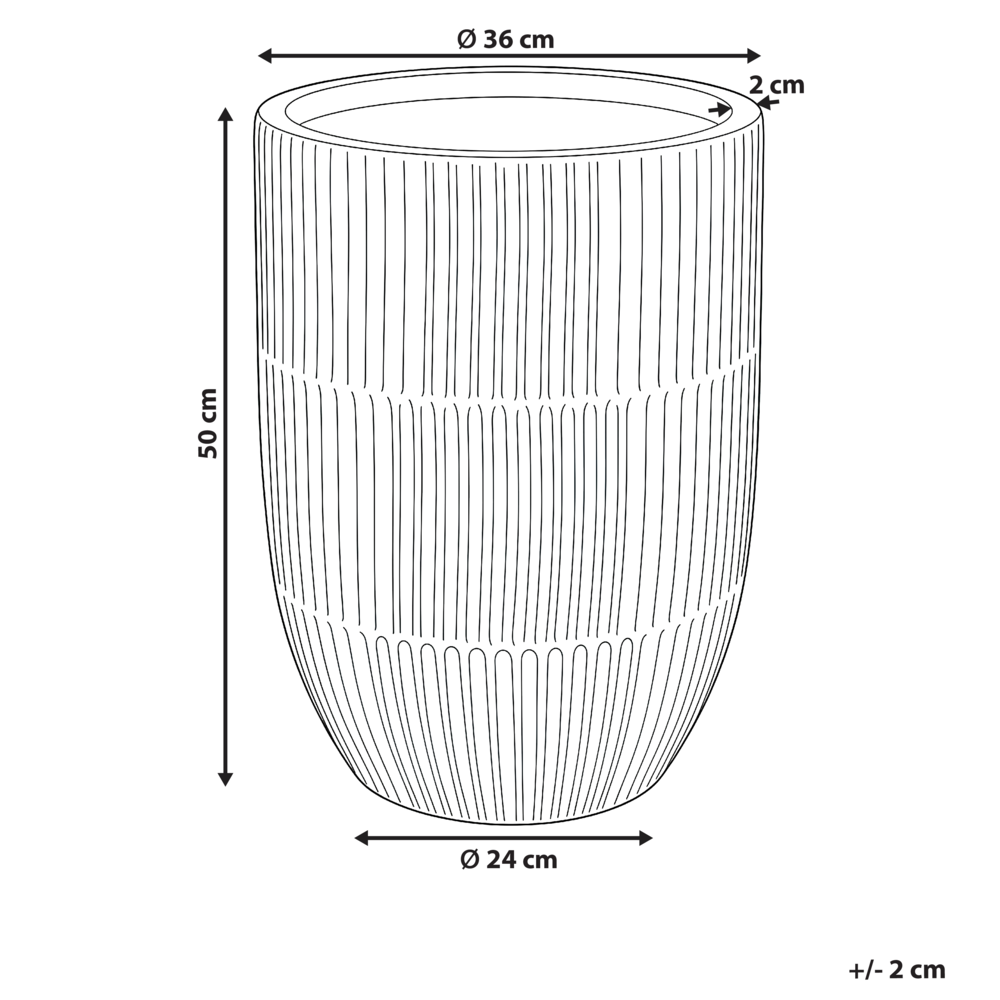 Vaso da fiori beige chiaro in fibra di argilla verniciata per interni ed esterni rotondo 36 x 36 x 50 cm alto design moderno soggiorno giardino