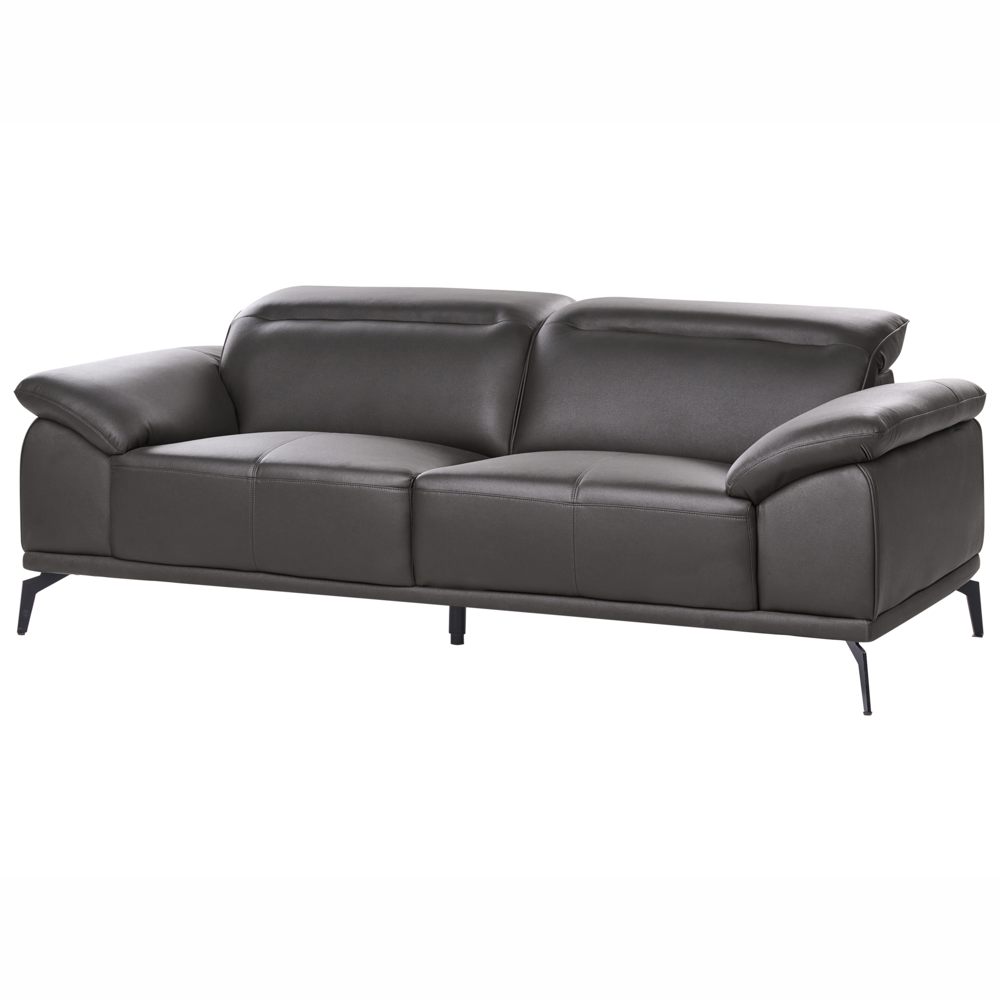 Set soggiorno Divano a 3 posti in ecopelle nera Divanetto Poltrona Push-Back Poggiatesta regolabile manualmente Gambe in metallo Soggiorno moderno