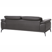 Set soggiorno Divano a 3 posti in ecopelle nera Divanetto Poltrona Push-Back Poggiatesta regolabile manualmente Gambe in metallo Soggiorno moderno