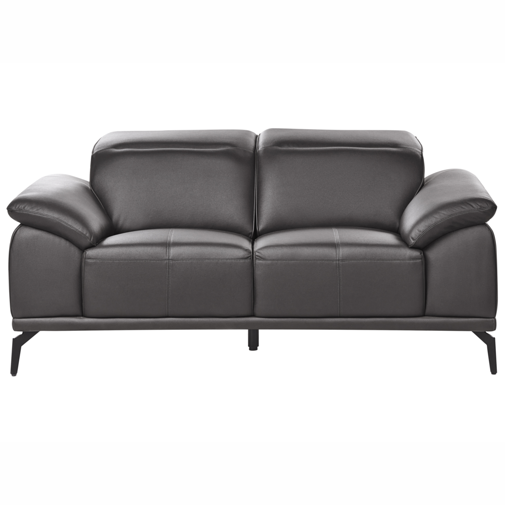 Set soggiorno Divano a 3 posti in ecopelle nera Divanetto Poltrona Push-Back Poggiatesta regolabile manualmente Gambe in metallo Soggiorno moderno