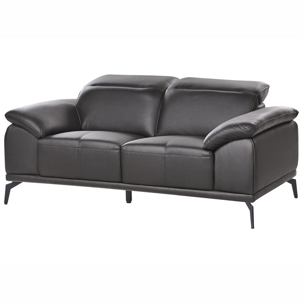 Set soggiorno Divano a 3 posti in ecopelle nera Divanetto Poltrona Push-Back Poggiatesta regolabile manualmente Gambe in metallo Soggiorno moderno