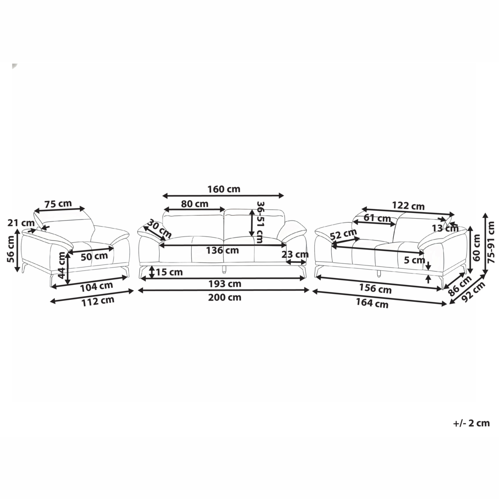 Set soggiorno Divano a 3 posti in ecopelle nera Divanetto Poltrona Push-Back Poggiatesta regolabile manualmente Gambe in metallo Soggiorno moderno