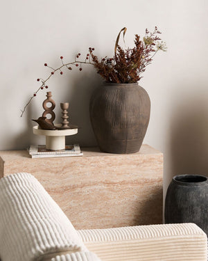 Vaso da fiori marrone in fibra di argilla dipinta per interni ed esterni Forma rotonda Design moderno Soggiorno