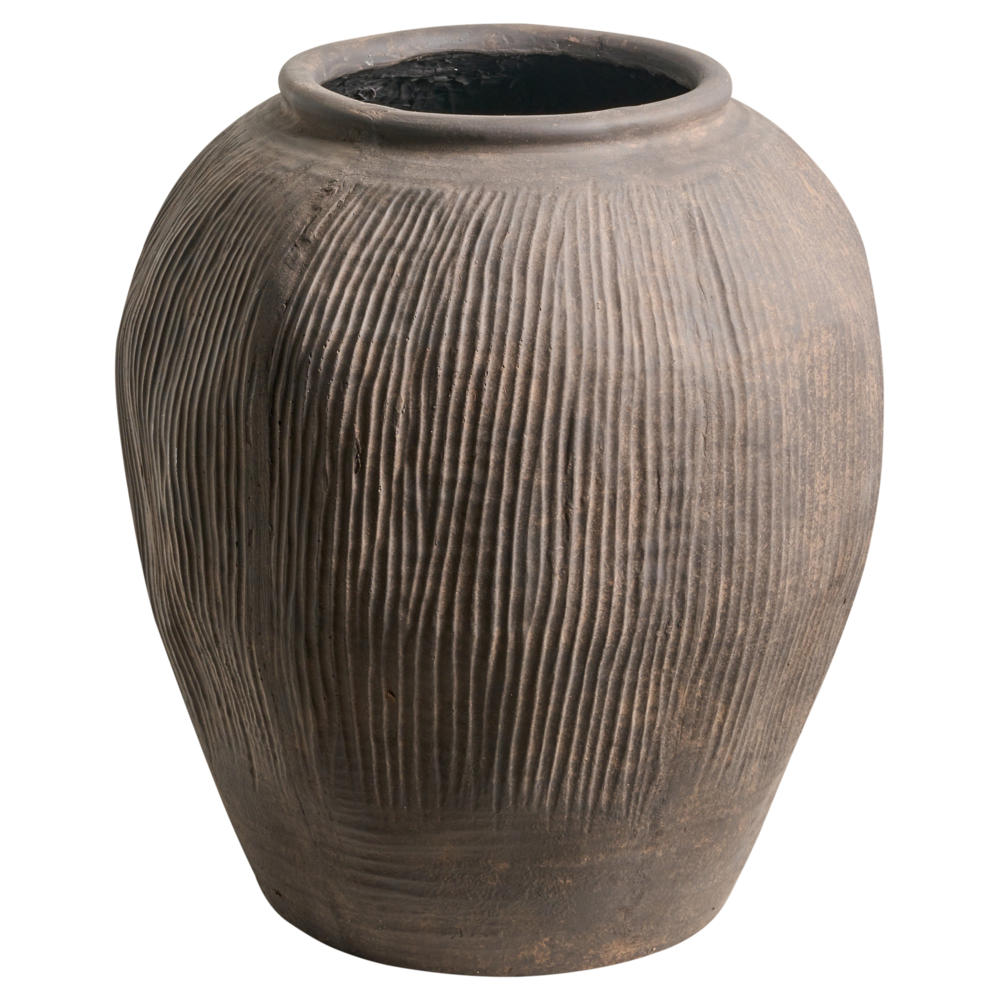 Vaso da fiori marrone in fibra di argilla dipinta per interni ed esterni Forma rotonda Design moderno Soggiorno