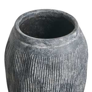 Vaso da fiori grigio in fibra di argilla dipinta per interni ed esterni Forma rotonda Design moderno Soggiorno