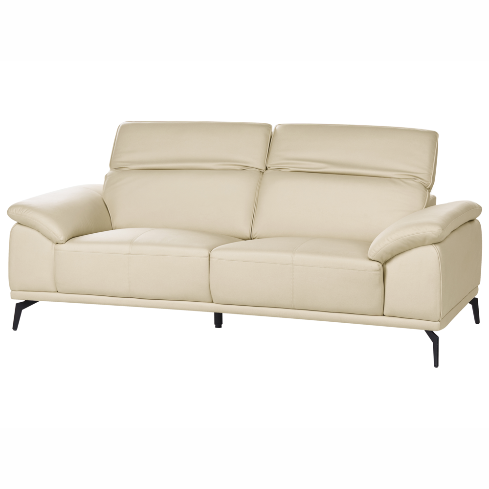 Set soggiorno Divano a 3 posti in ecopelle beige Divanetto Poltrona Push-Back Poggiatesta regolabile manualmente Gambe in metallo Soggiorno moderno