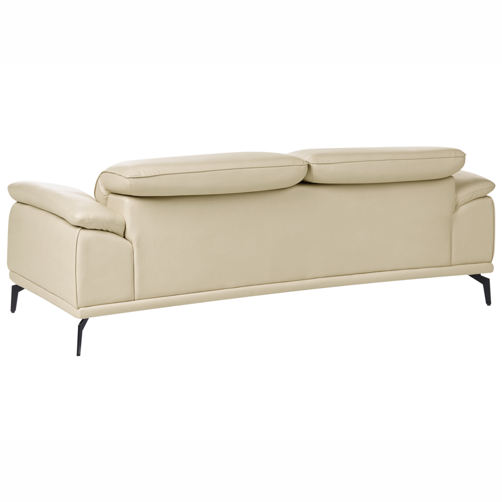 Set soggiorno Divano a 3 posti in ecopelle beige Divanetto Poltrona Push-Back Poggiatesta regolabile manualmente Gambe in metallo Soggiorno moderno