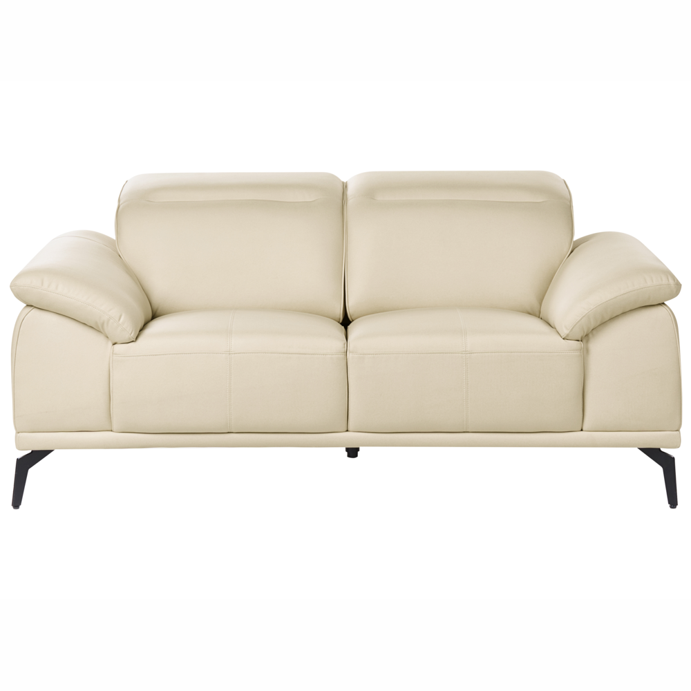 Set soggiorno Divano a 3 posti in ecopelle beige Divanetto Poltrona Push-Back Poggiatesta regolabile manualmente Gambe in metallo Soggiorno moderno
