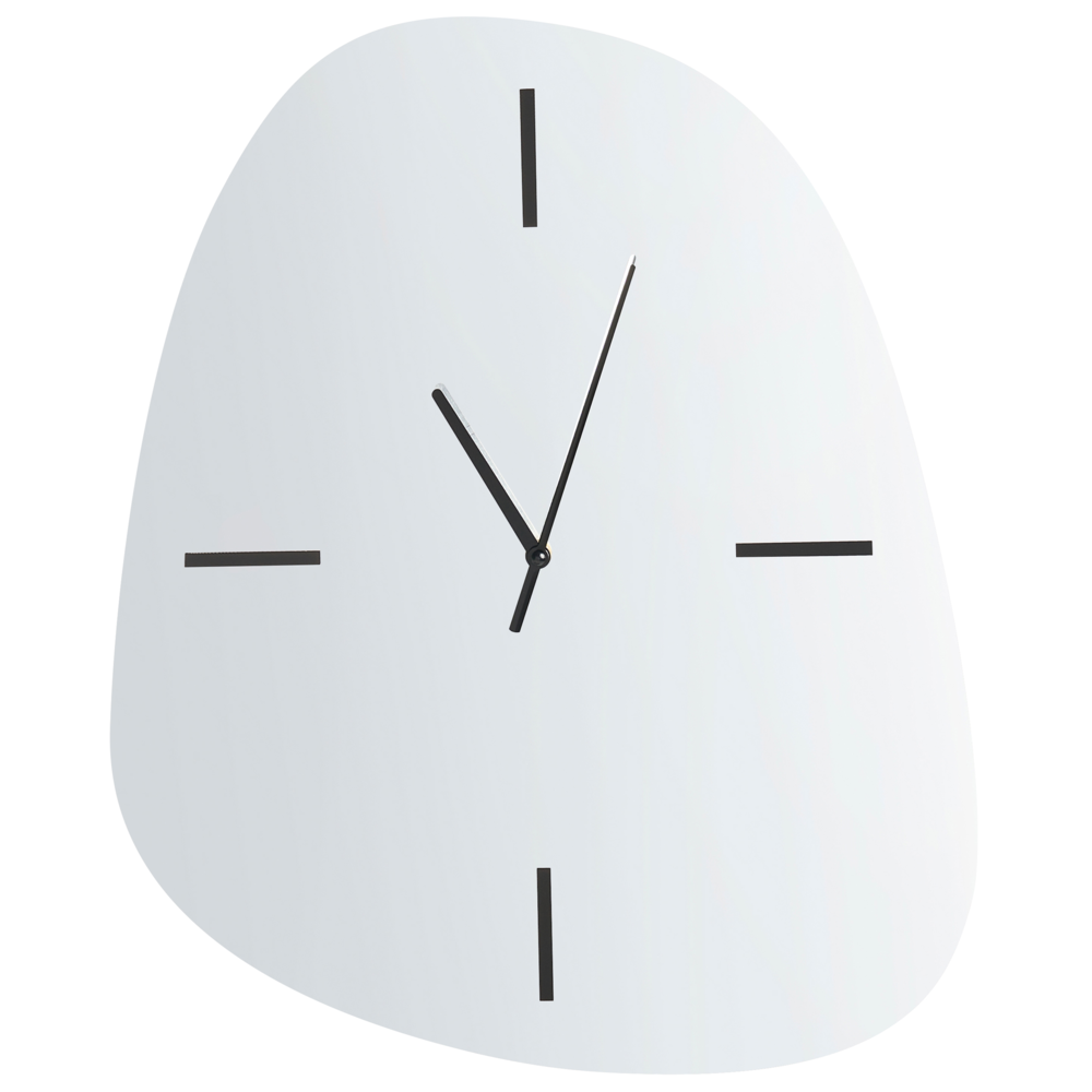Orologio da parete in vetro argento e nero 54 x 45 cm Design minimalista Superficie a specchio Forma irregolare