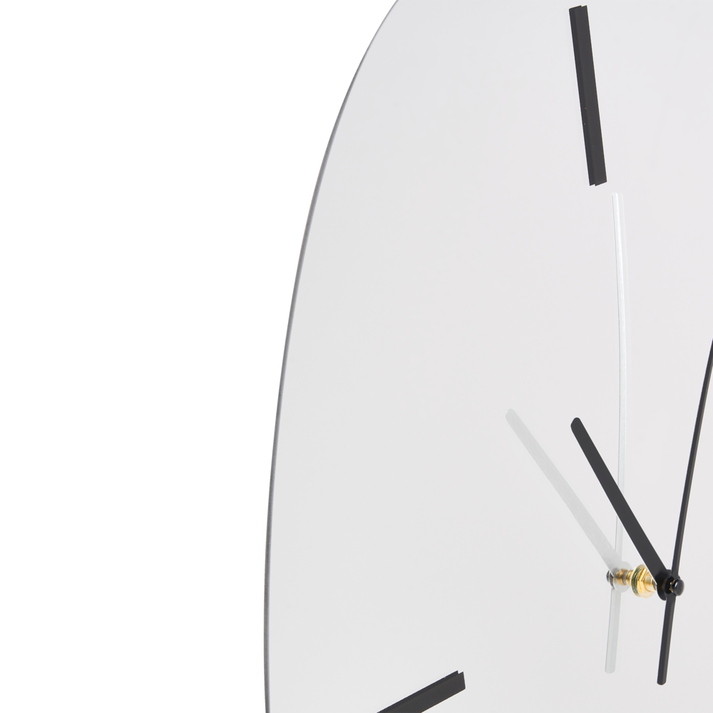 Orologio da parete in vetro argento e nero 54 x 45 cm Design minimalista Superficie a specchio Forma irregolare