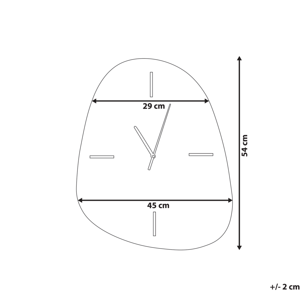 Orologio da parete in vetro argento e nero 54 x 45 cm Design minimalista Superficie a specchio Forma irregolare
