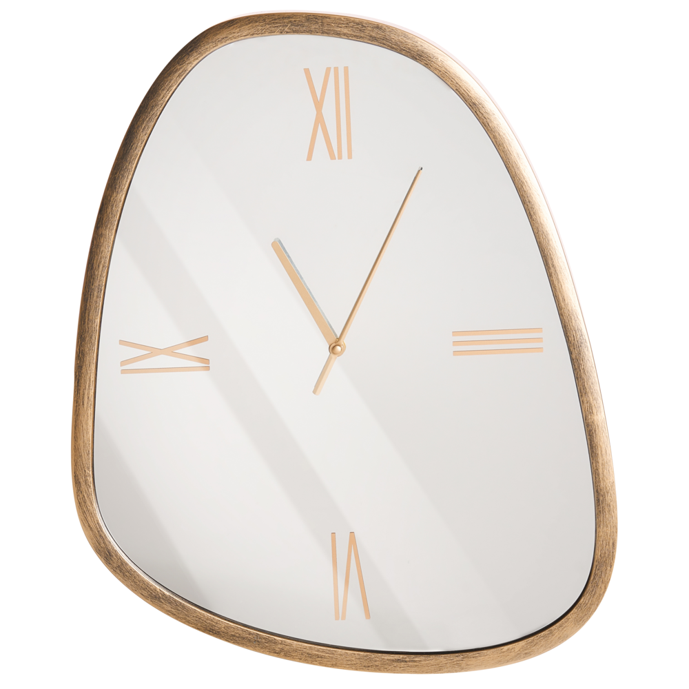 Orologio da parete marrone scuro e vetro argentato 53 x 45 cm Design minimalista Superficie a specchio Forma irregolare