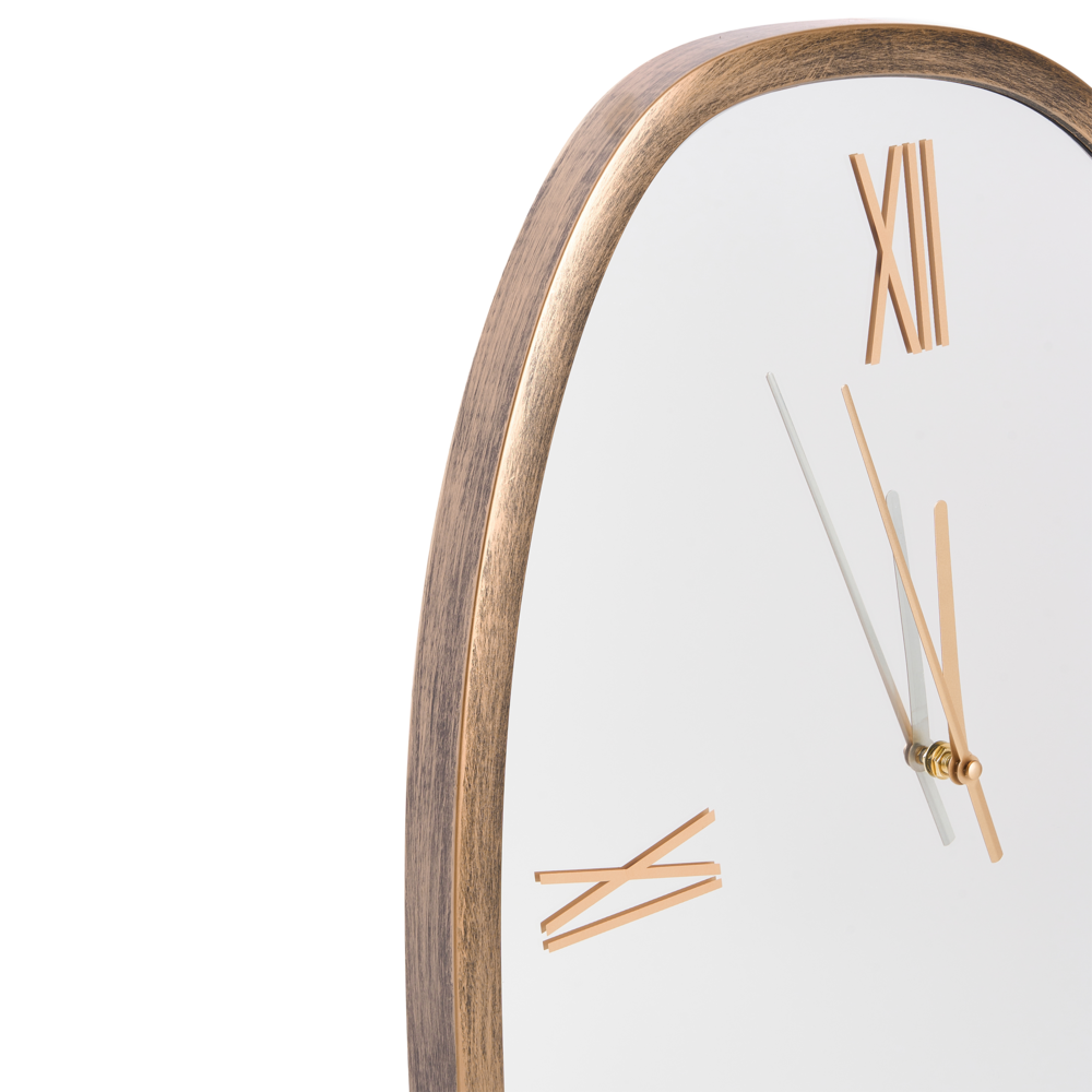 Orologio da parete marrone scuro e vetro argentato 53 x 45 cm Design minimalista Superficie a specchio Forma irregolare