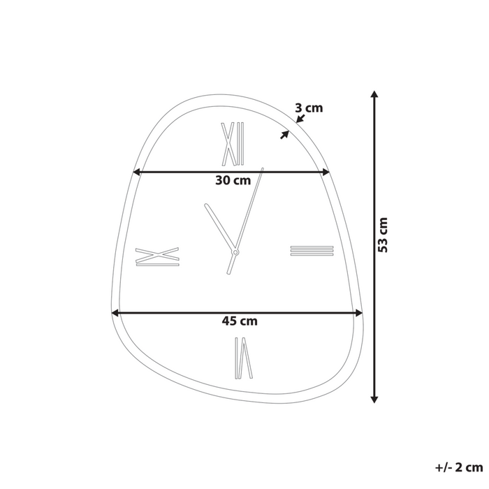 Orologio da parete marrone scuro e vetro argentato 53 x 45 cm Design minimalista Superficie a specchio Forma irregolare