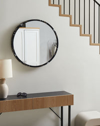 Specchio da parete in vetro nero e materiale sintetico ø 69 cm Specchio da appendere in stile moderno