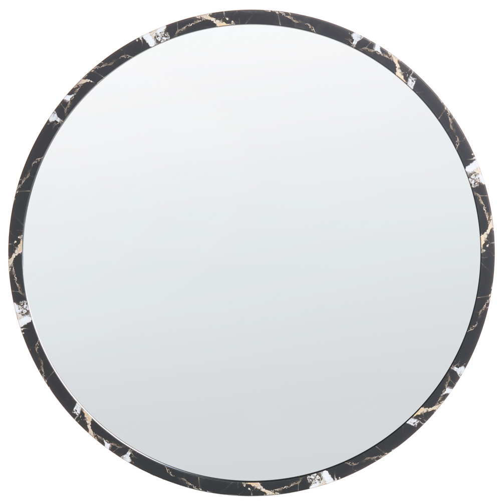Specchio da parete in vetro nero e materiale sintetico ø 69 cm Specchio da appendere in stile moderno