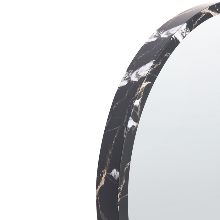 Specchio da parete in vetro nero e materiale sintetico ø 69 cm Specchio da appendere in stile moderno