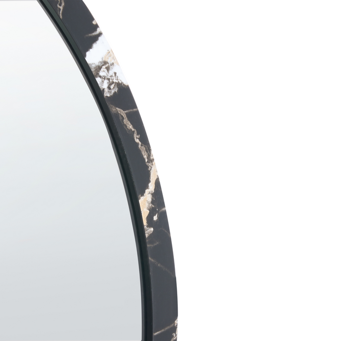 Specchio da parete in vetro nero e materiale sintetico ø 69 cm Specchio da appendere in stile moderno