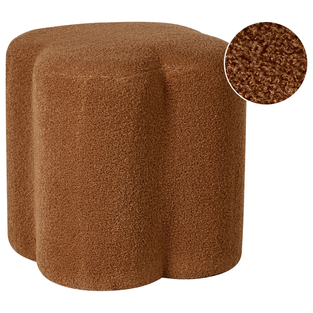 Pouf marrone dorato bouclé a forma di trifoglio Accessorio Soggiorno Camera da letto Accogliente