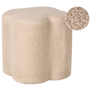 Pouf Beige Boucle a forma di trifoglio Accessorio Soggiorno Camera da letto Accogliente