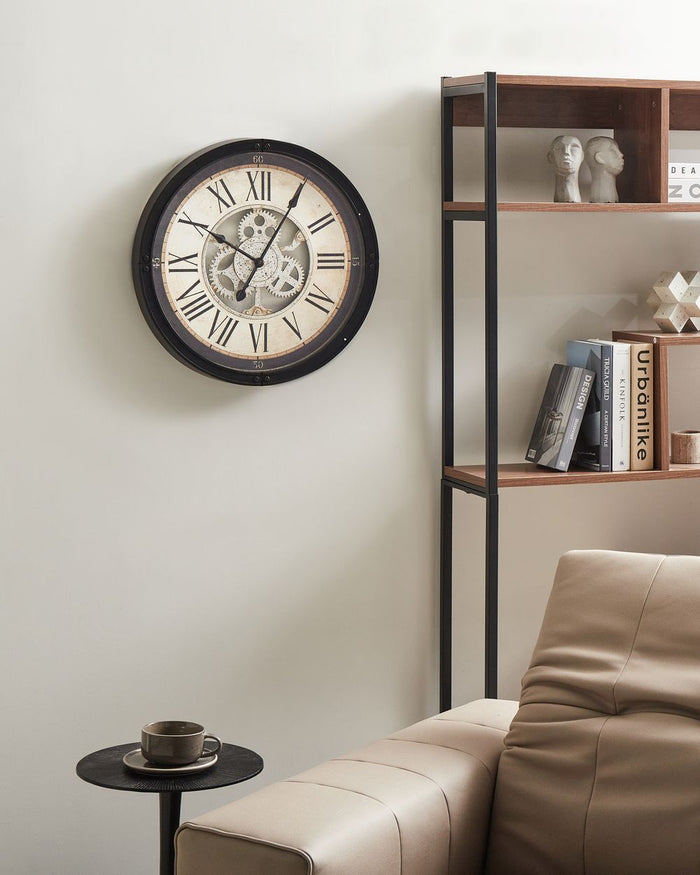 Orologio da parete con cornice sintetica nera 50 cm Finitura verniciata Forma rotonda Design classico Accessori per la casa