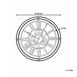 Orologio da parete con cornice sintetica nera 50 cm Finitura verniciata Forma rotonda Design classico Accessori per la casa