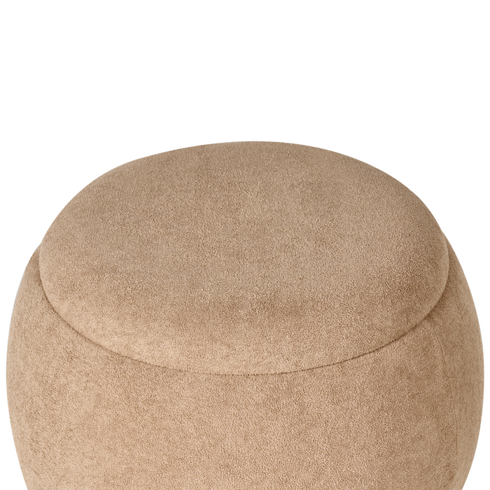 Pouf marrone chiaro rivestito in bouclé con contenitore Accessorio Soggiorno Camera da letto