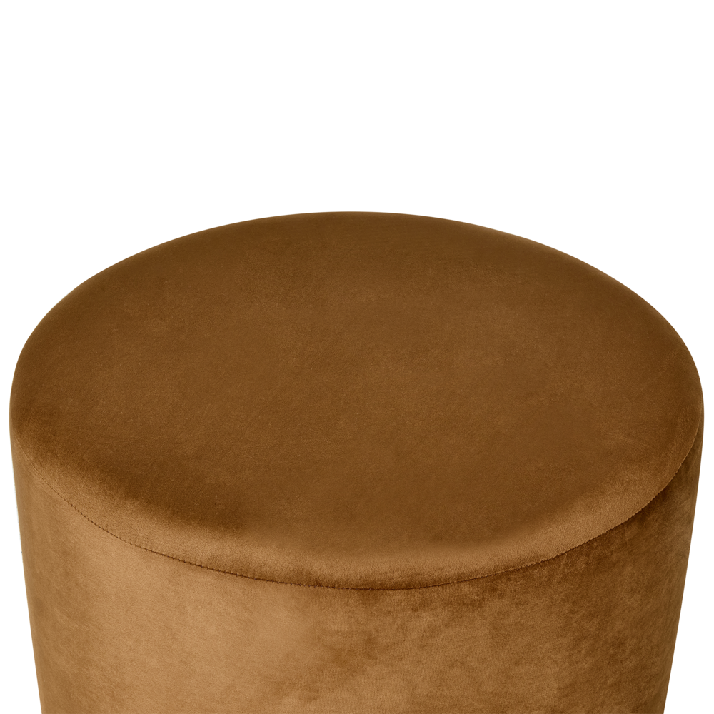 Pouf rotondo in velluto marrone dorato Pouf rotondo Glam Soggiorno Camera da letto